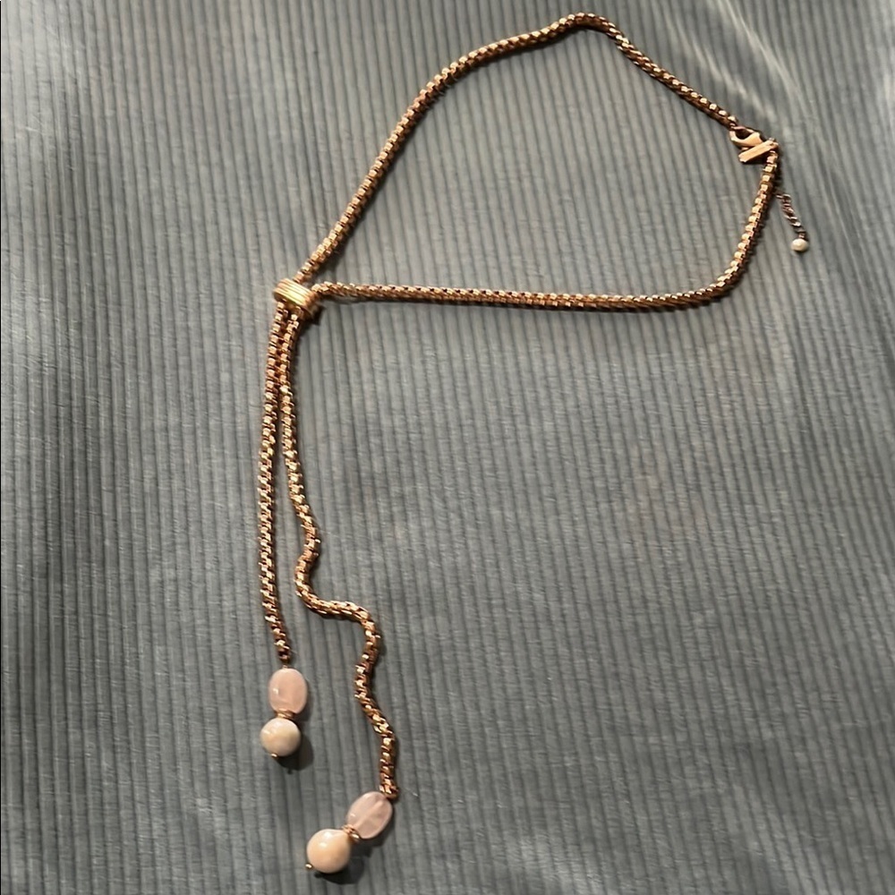 White House Black Market Rose Gold Lariat Necklace
